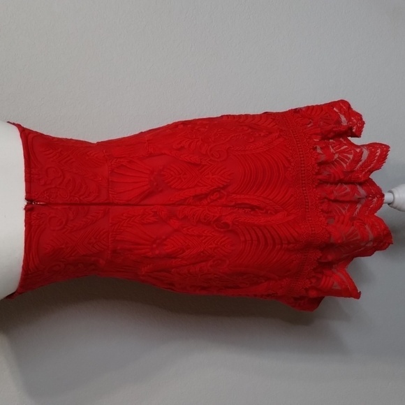 Forever 21 Contemporary Red Lace Strapless Dress Size Medium - Picture 5 of 10